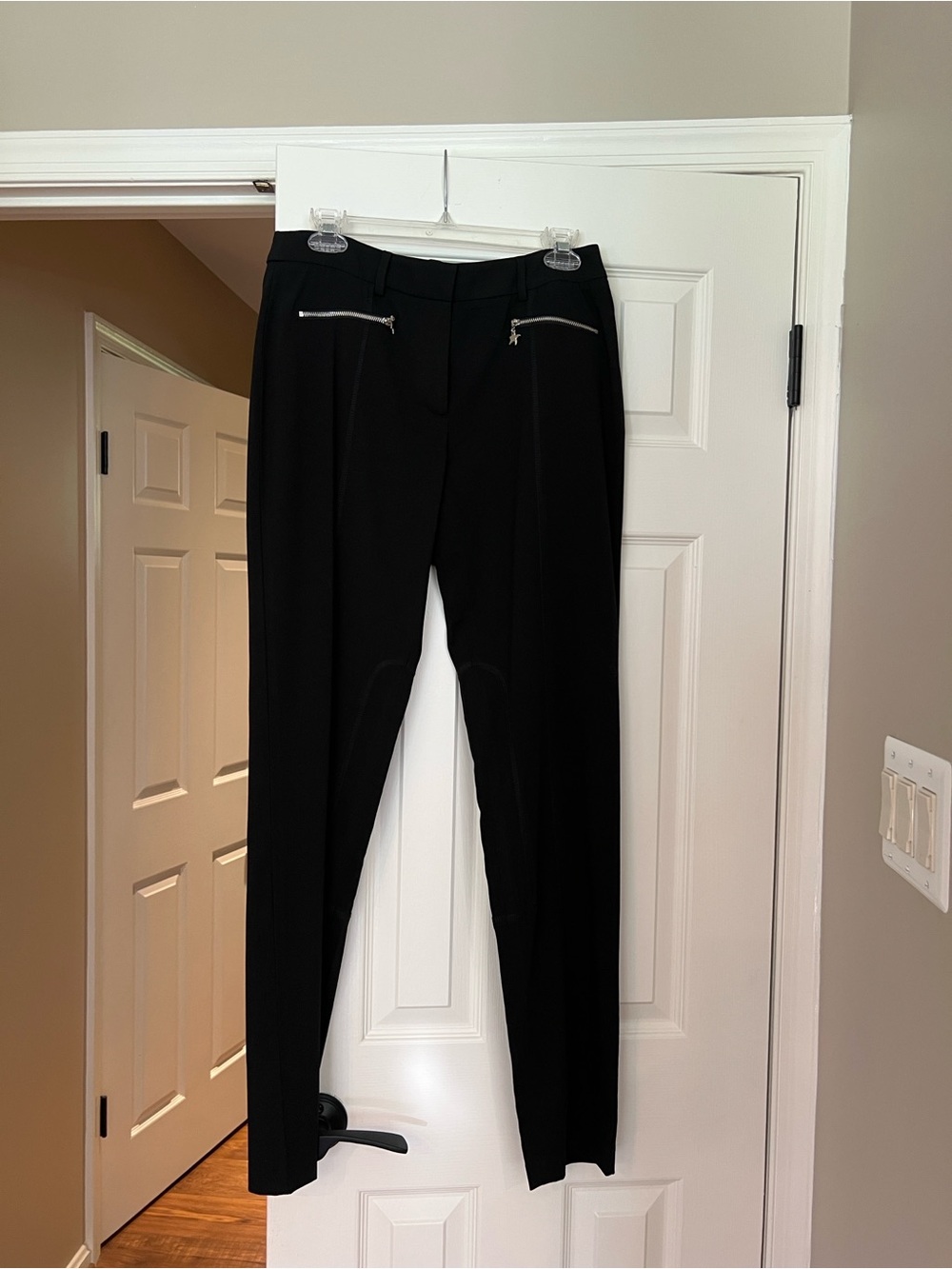 Fox Black Skinny Ponte Pants with Silver Zip Accents